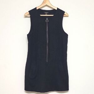 Forever 21 Black Suede Mini Dress Crew Neck Sleeveless